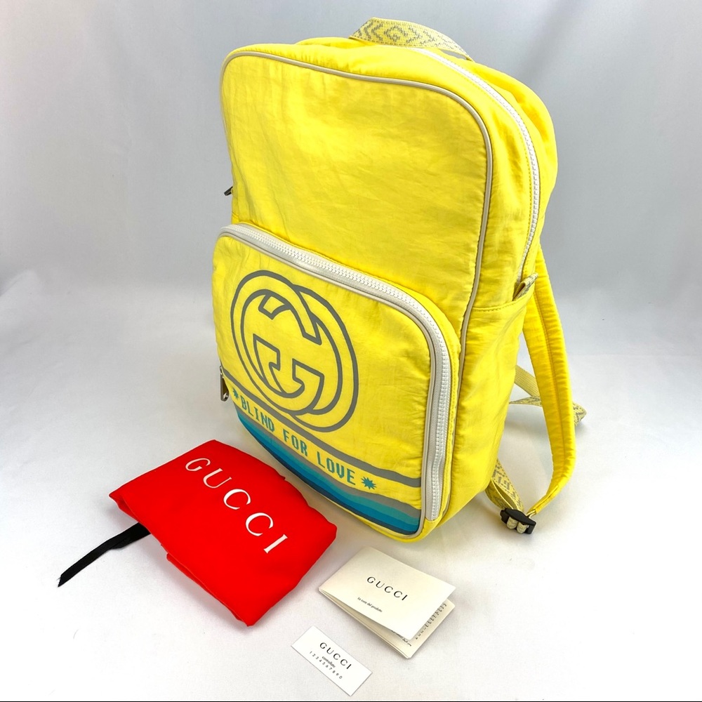 NWT Gucci Yellow Backpack "Blind For Love" -Nylon